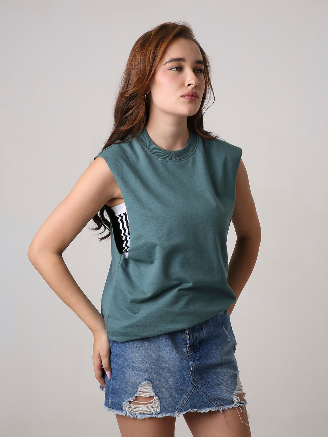 Oversize Sleeveless Tshirt: Sapphire blue