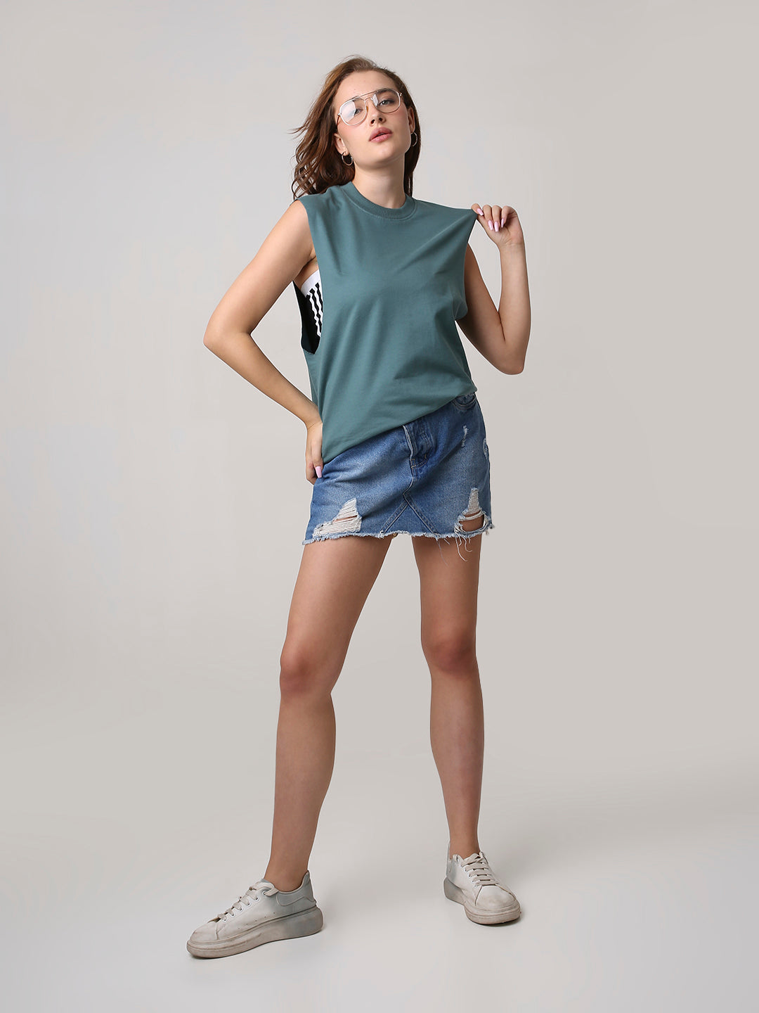 Oversize Sleeveless Tshirt: Sapphire blue