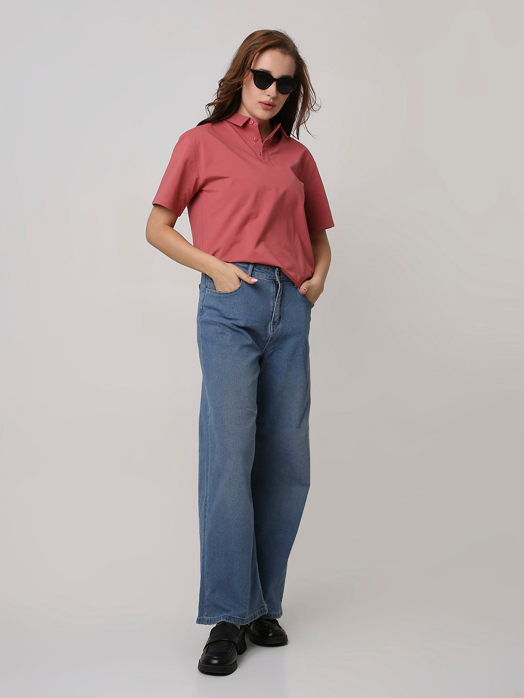 Solid Mulberry Red Polo T-Shirt
