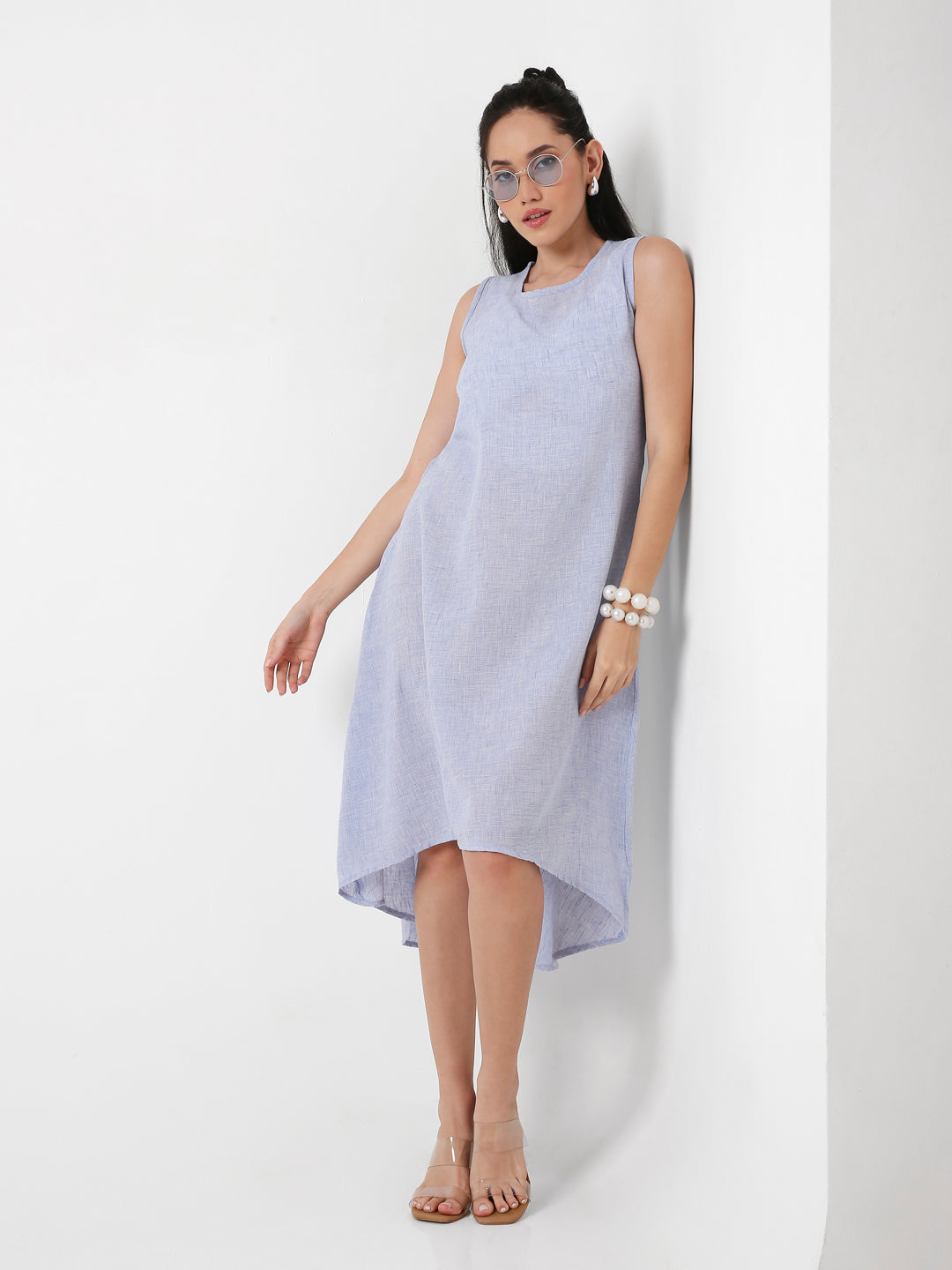 SLEEVELESS HIGH-LOW MIDI DRESS