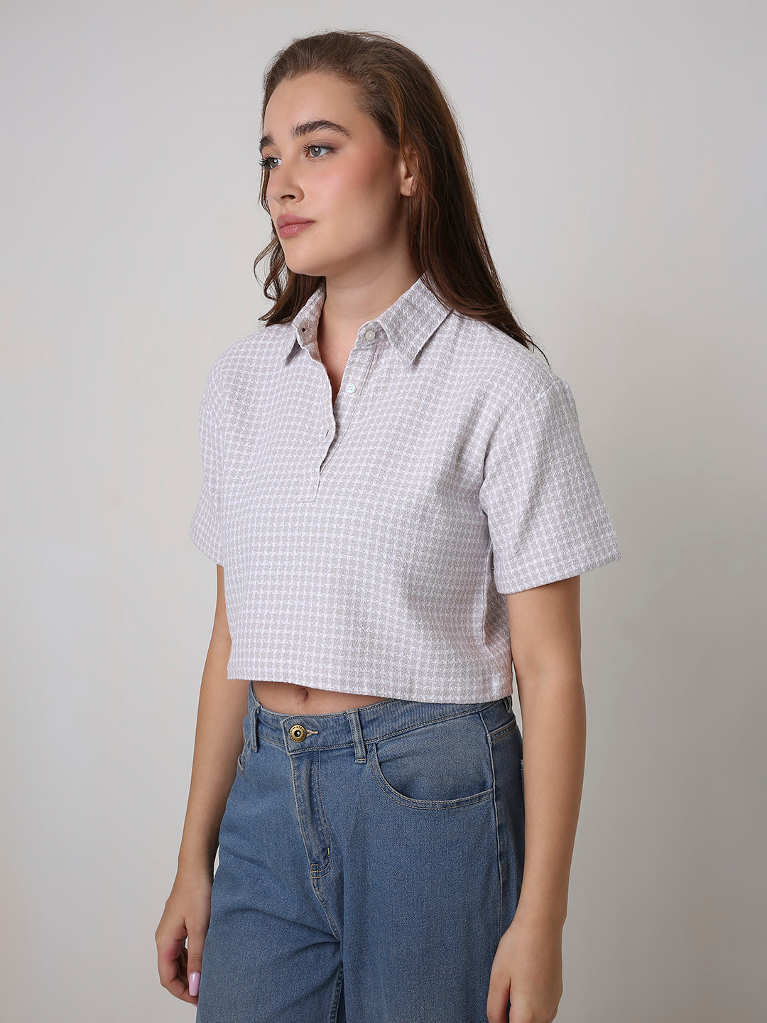 LAVENDER TEXTURED CROPPED POLO