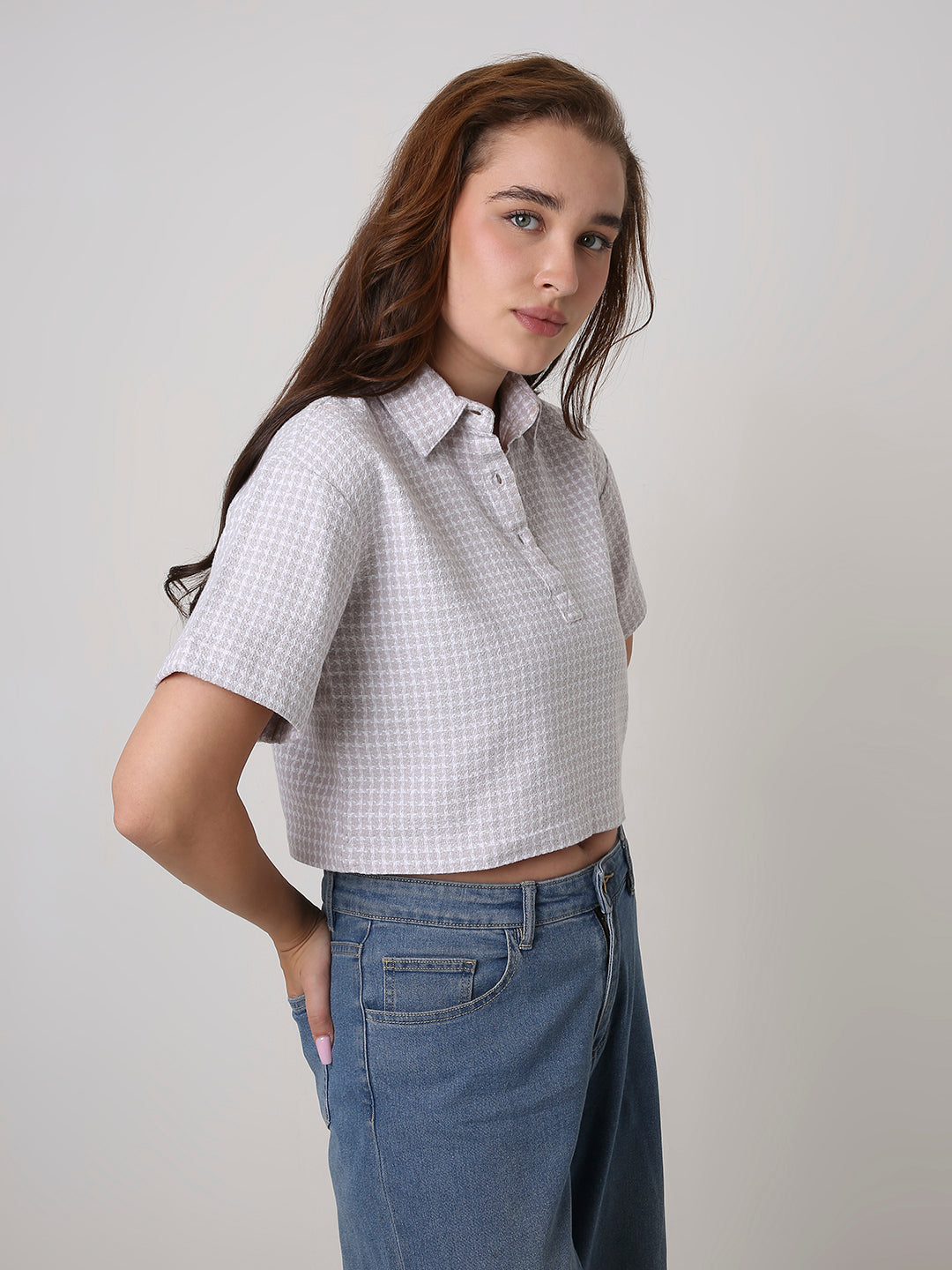 LAVENDER TEXTURED CROPPED POLO