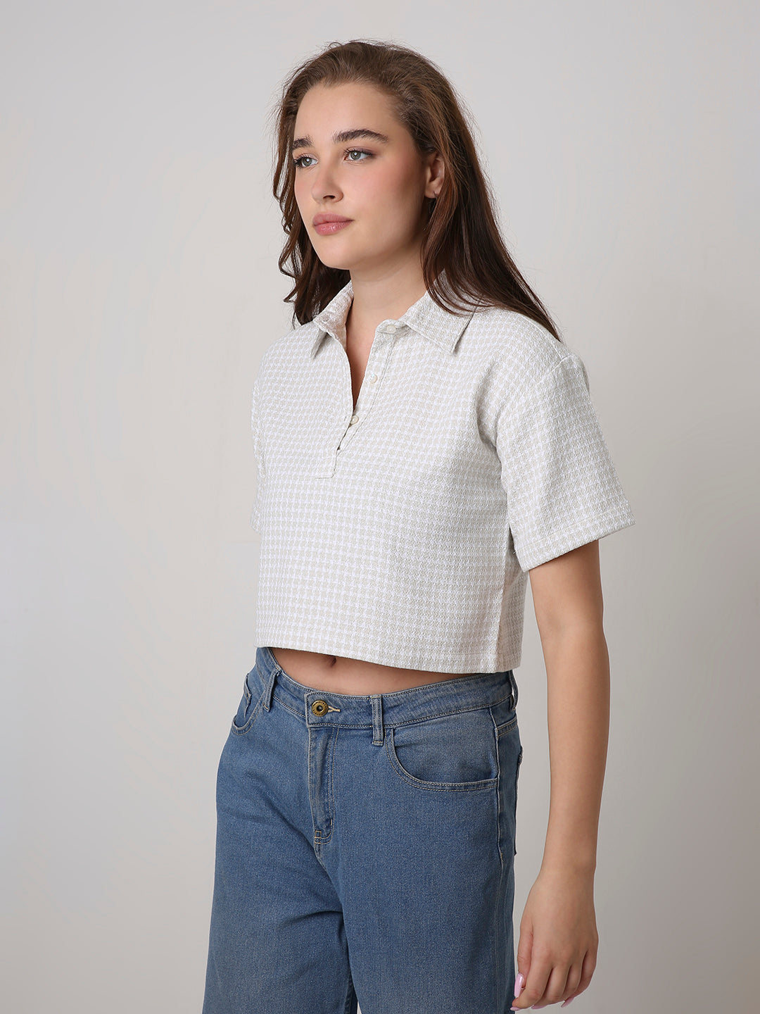 FAWN TEXTURED CROPPED POLO