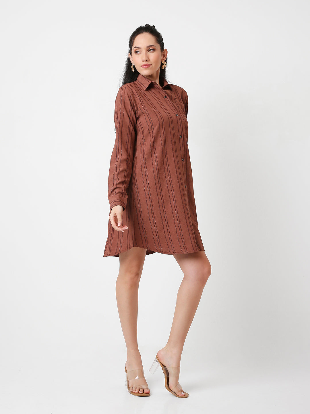 VERTICAL STRIPED SHIRT DRESS