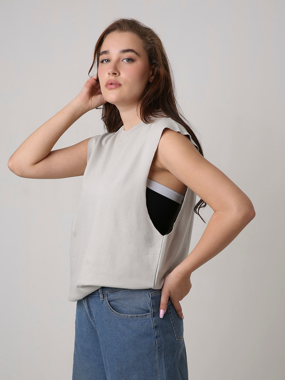 Oversize Sleeveless Tshirt: Skipping Stone