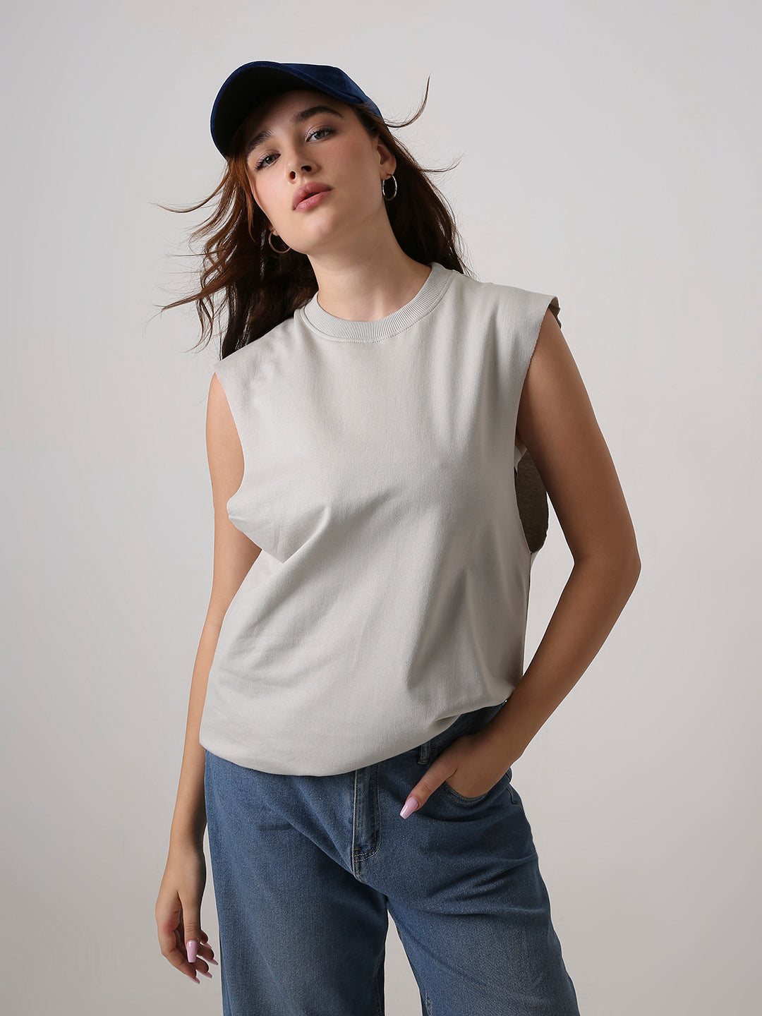 Oversize Sleeveless Tshirt: Skipping Stone