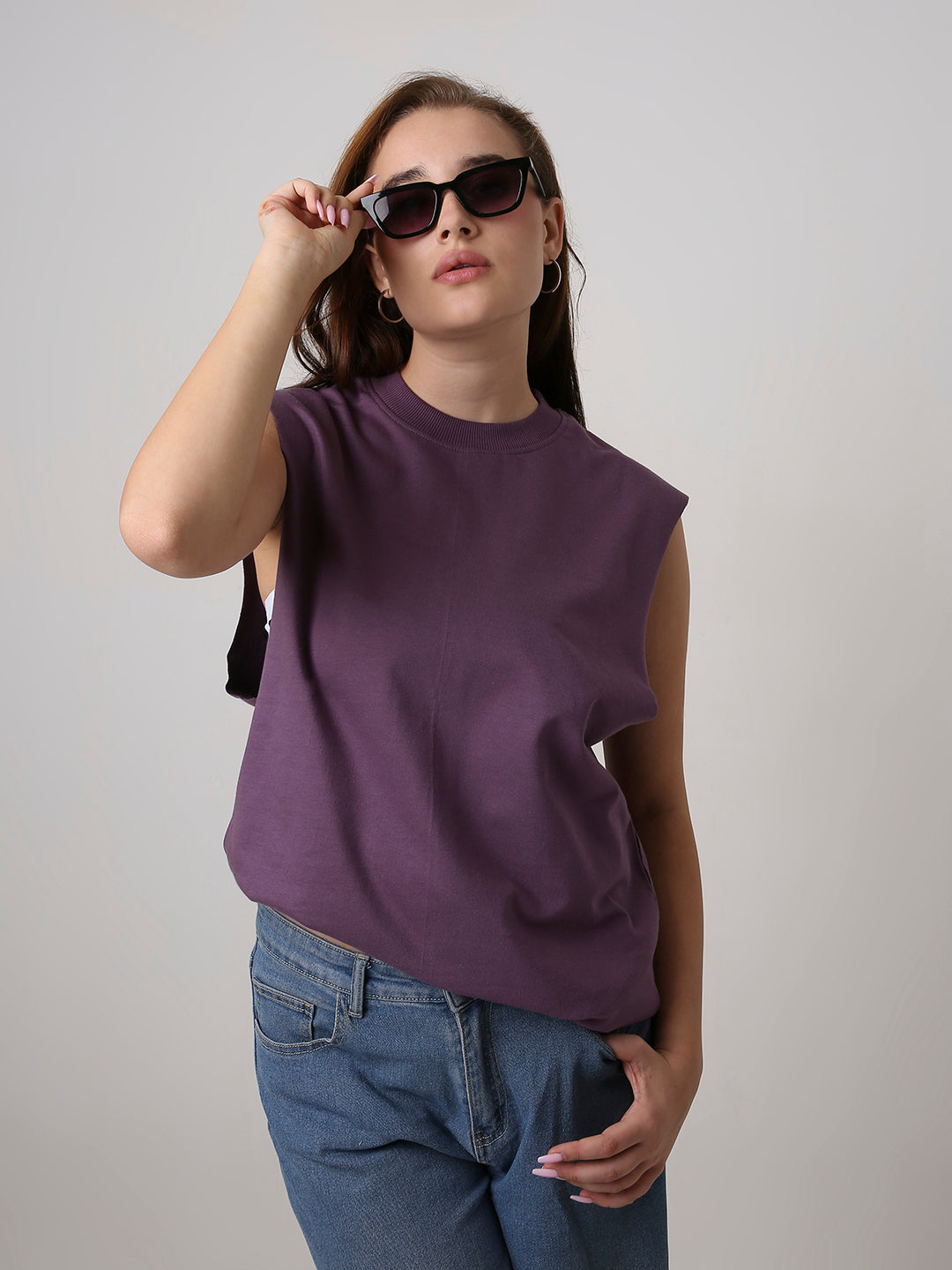 Oversize Sleeveless Tshirt: Grape