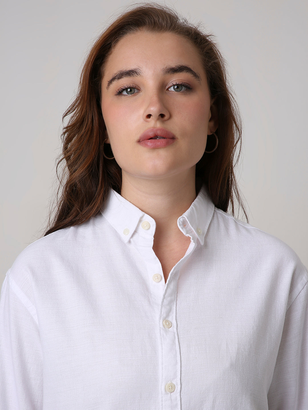 White Solid Oversized Casual Shirt