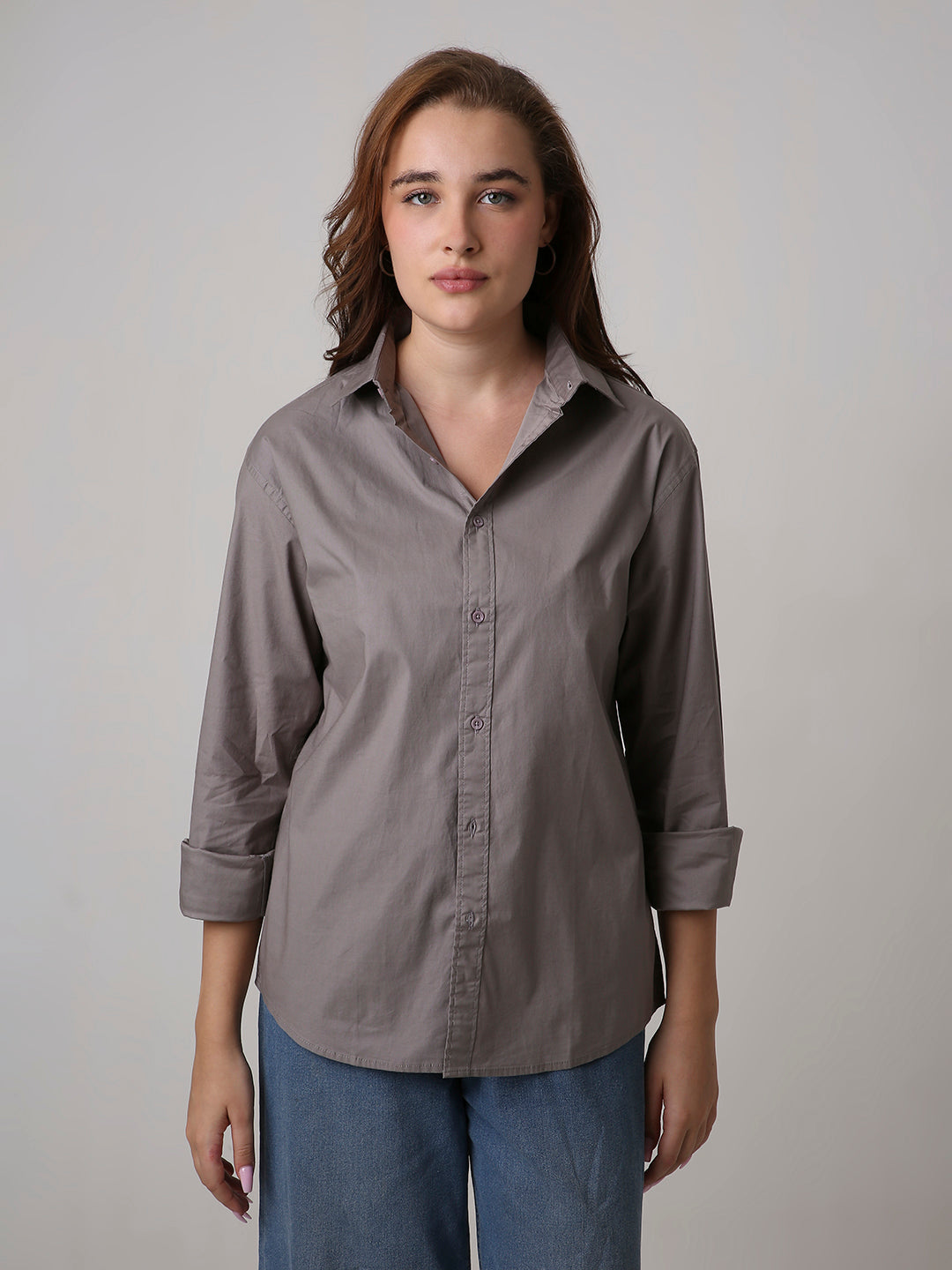 Classic Grey Oversized Cotton Shirt
