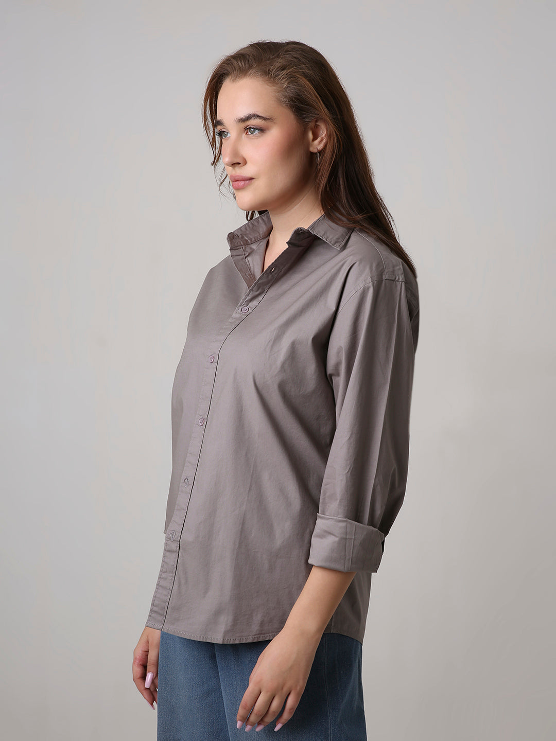 Classic Grey Oversized Cotton Shirt
