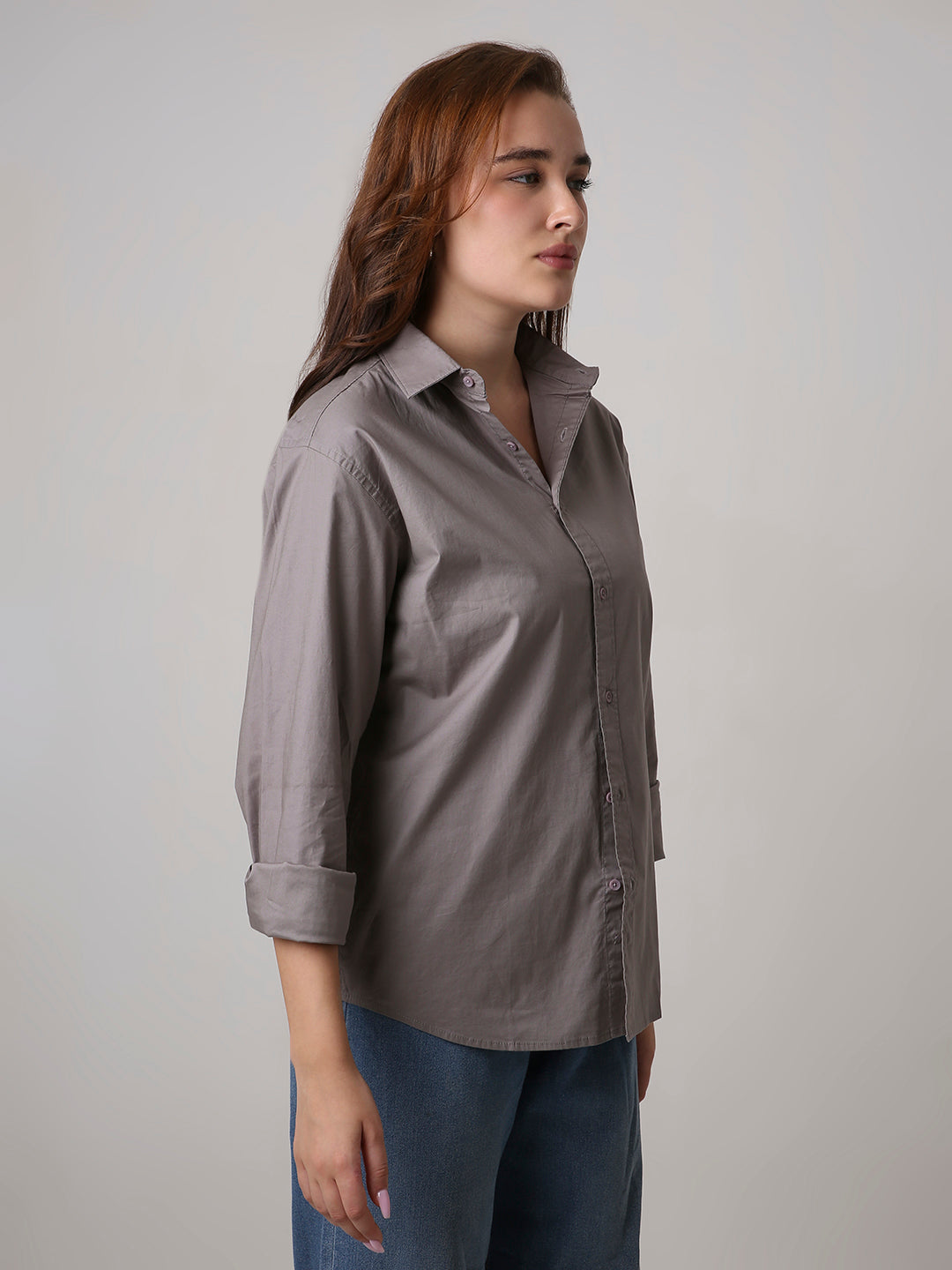 Classic Grey Oversized Cotton Shirt
