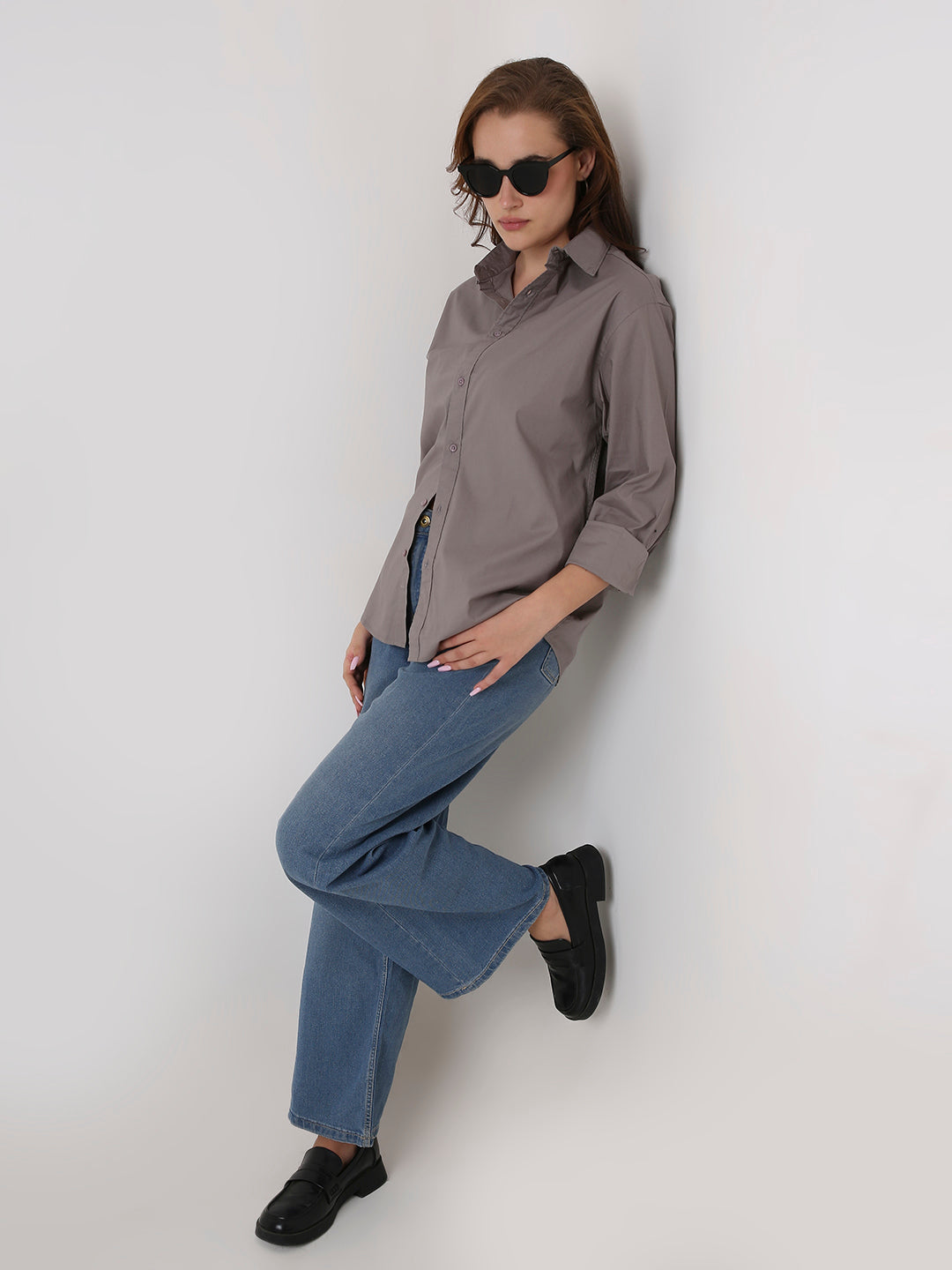 Classic Grey Oversized Cotton Shirt