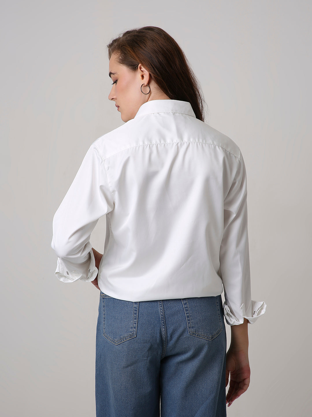 White Satin Formal Shirt