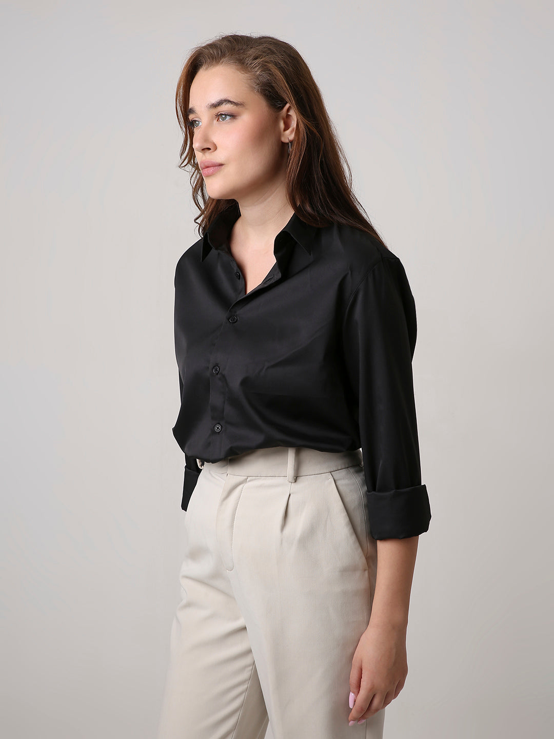 Black Satin Formal Shirt