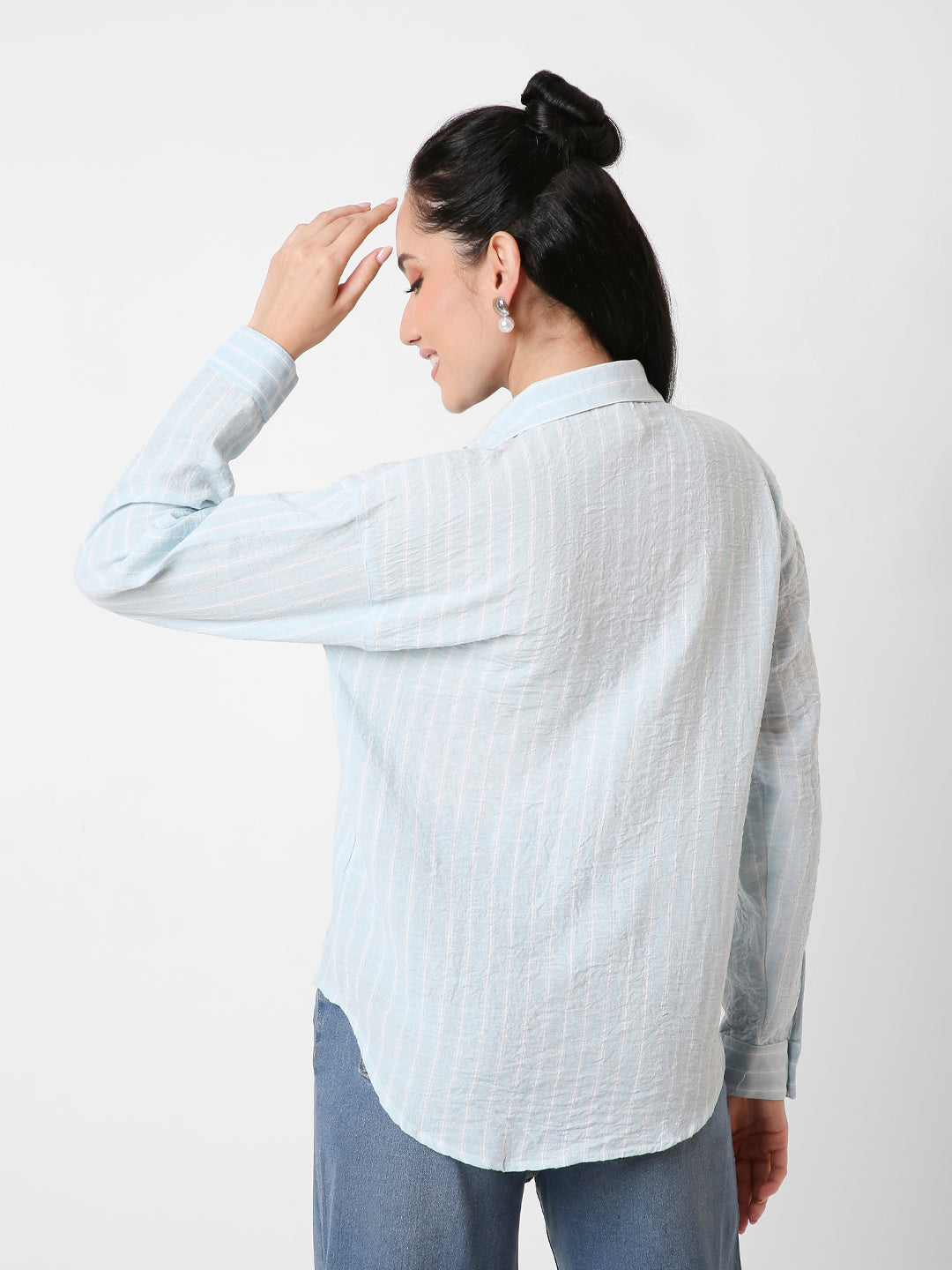 STRIPED CASUAL LINEN BLEND SHIRT