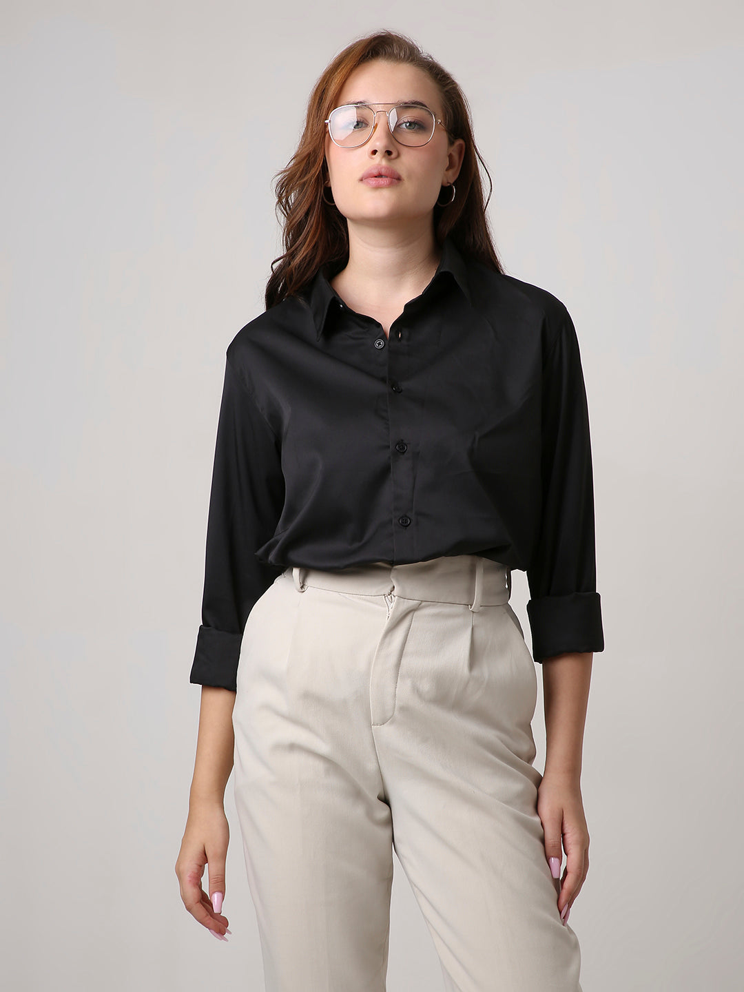 Black Satin Formal Shirt