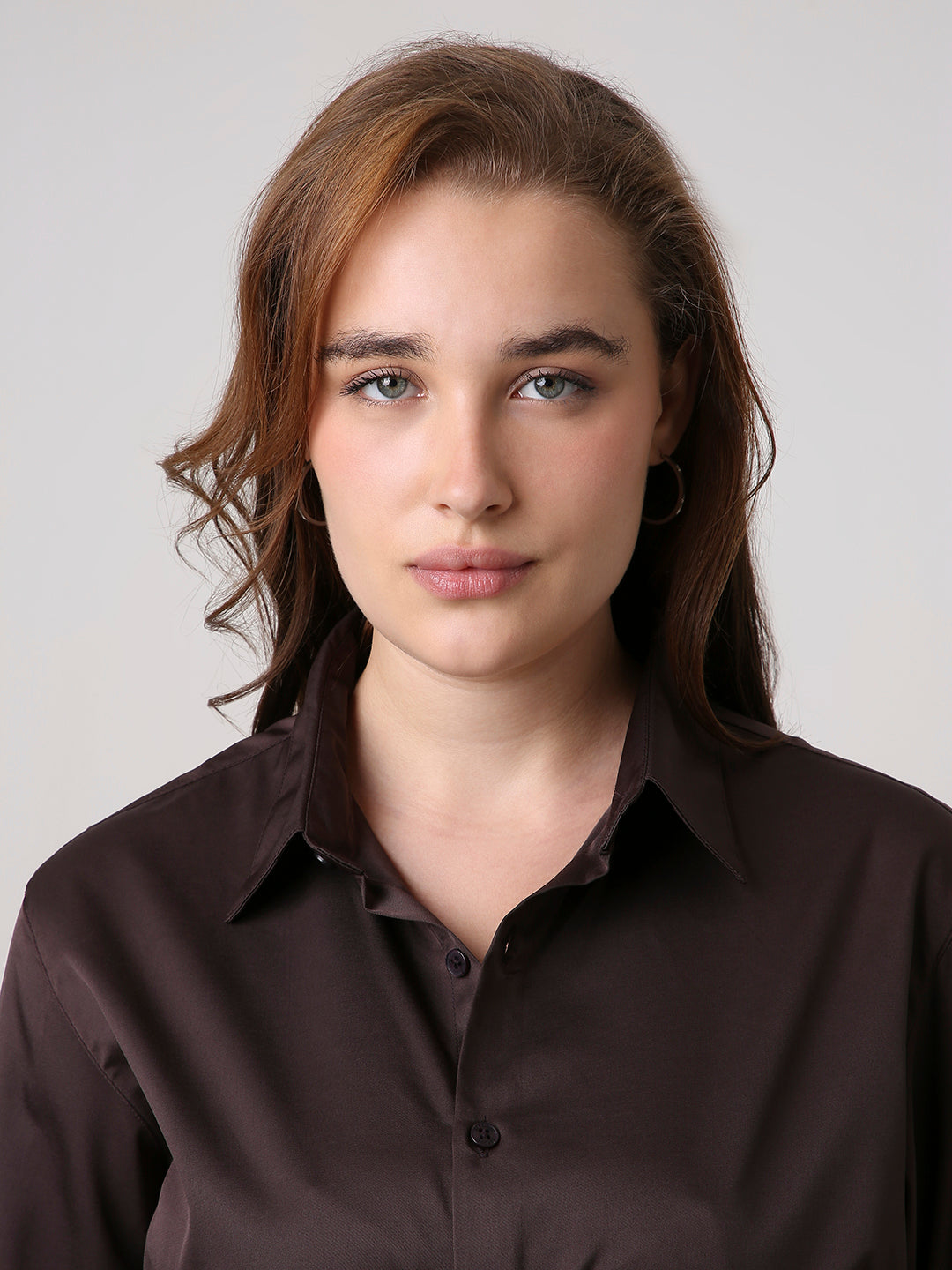 Brown Satin Formal Shirt
