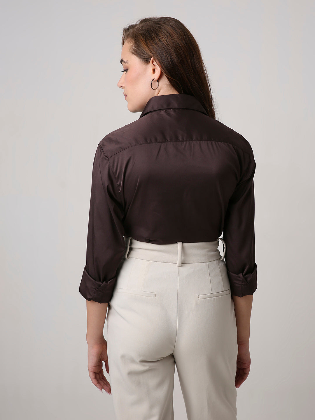 Brown Satin Formal Shirt