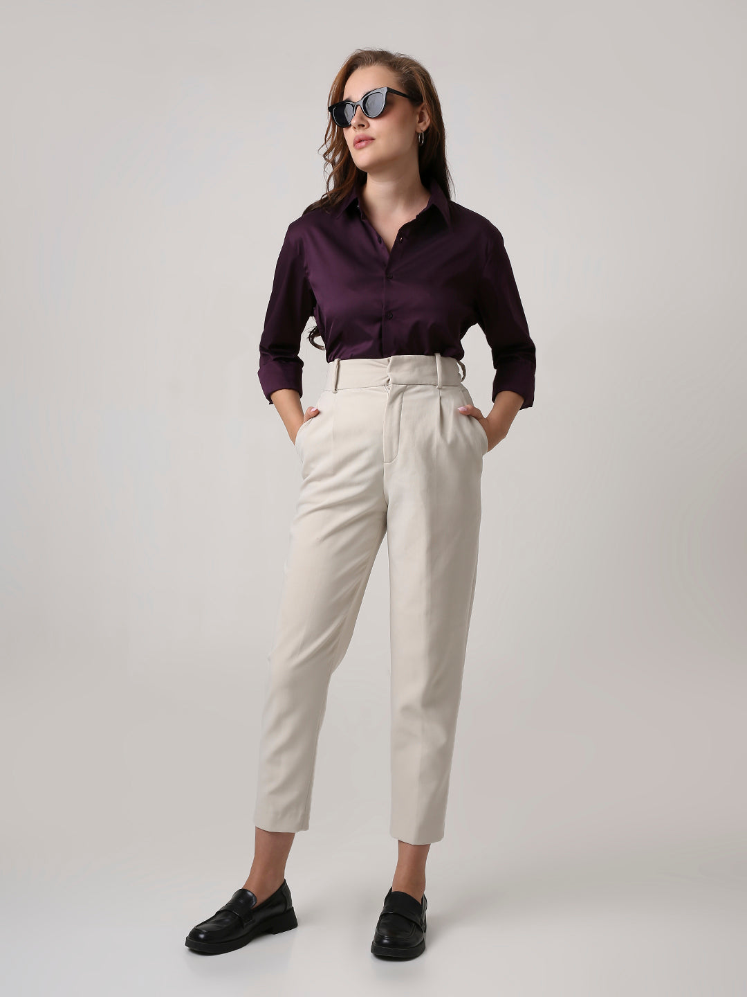 Wine Satin Formal Shirt