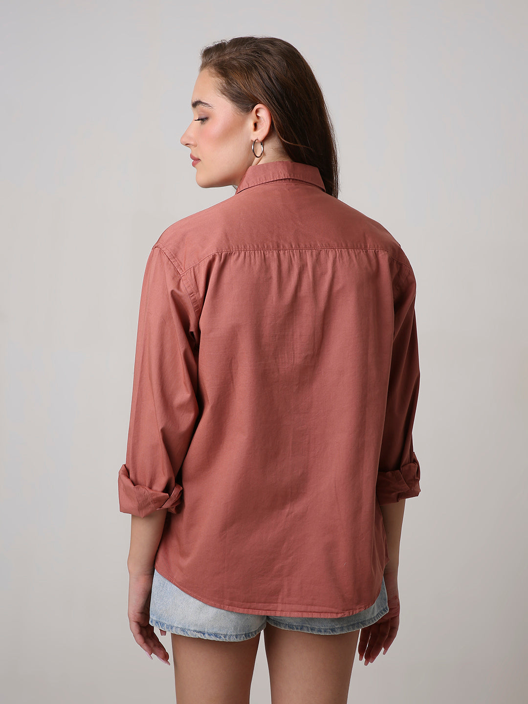 Rusty Peach Twill Oversized Shirt