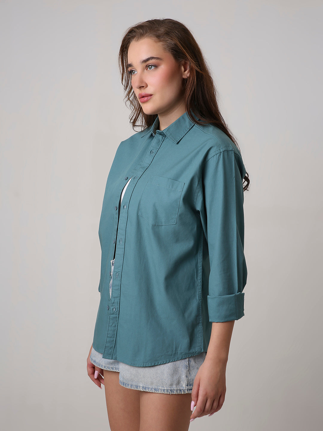 Green Twill Oversized Shirt