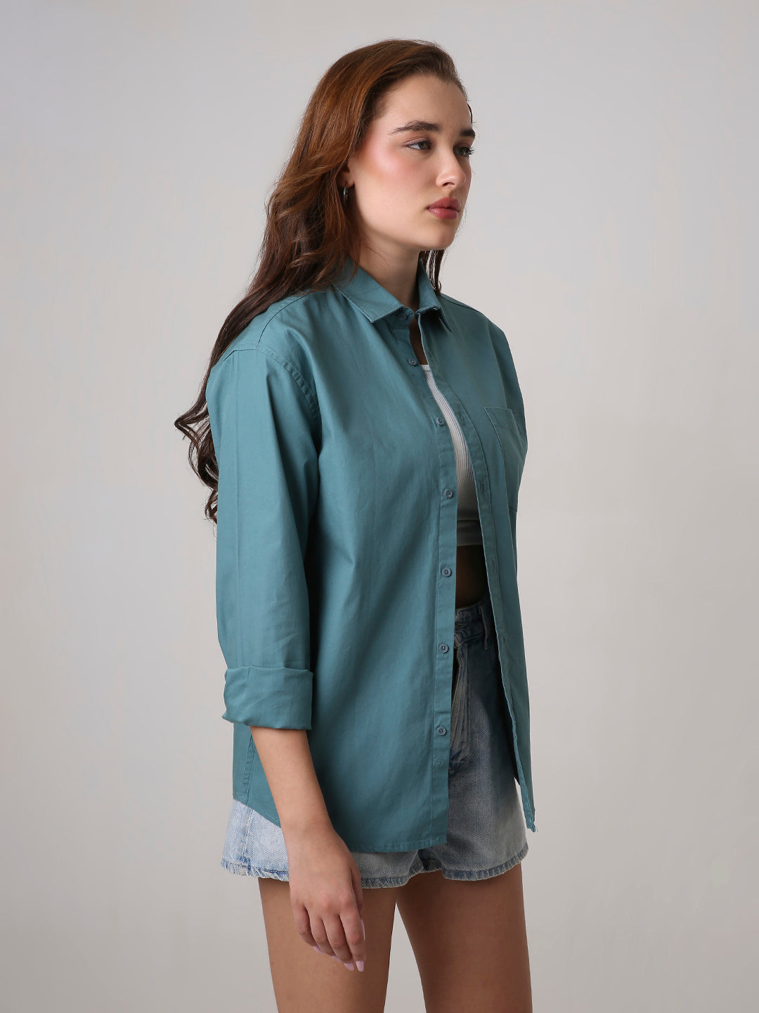 Green Twill Oversized Shirt