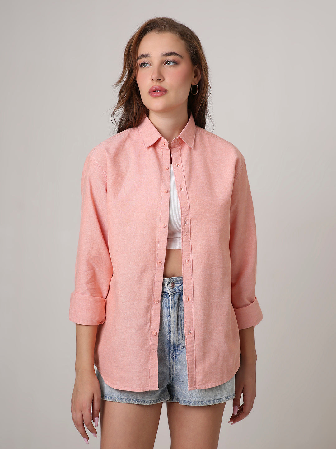 Peach Classic oxford Oversized Shirt