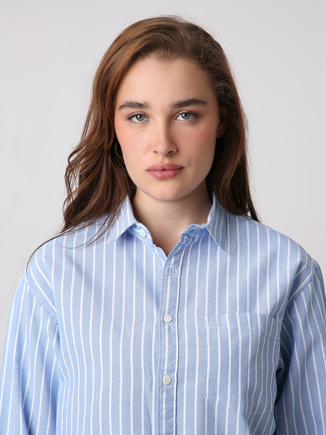Classic Blue Oxford Striped Oversized Shirt