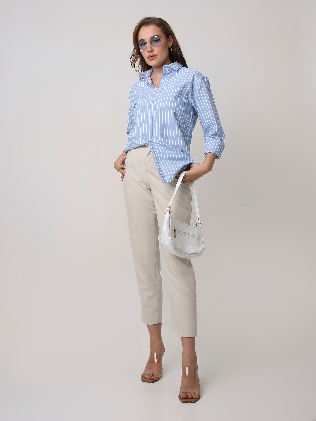 Classic Blue Oxford Striped Oversized Shirt