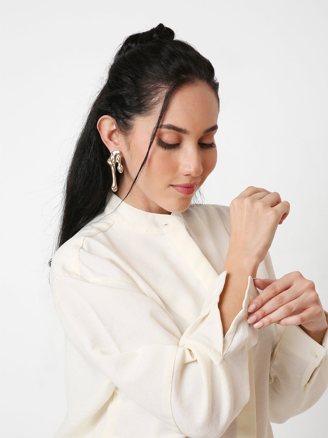 LEMON YELLOW MANDARIN COLLAR SHIRT