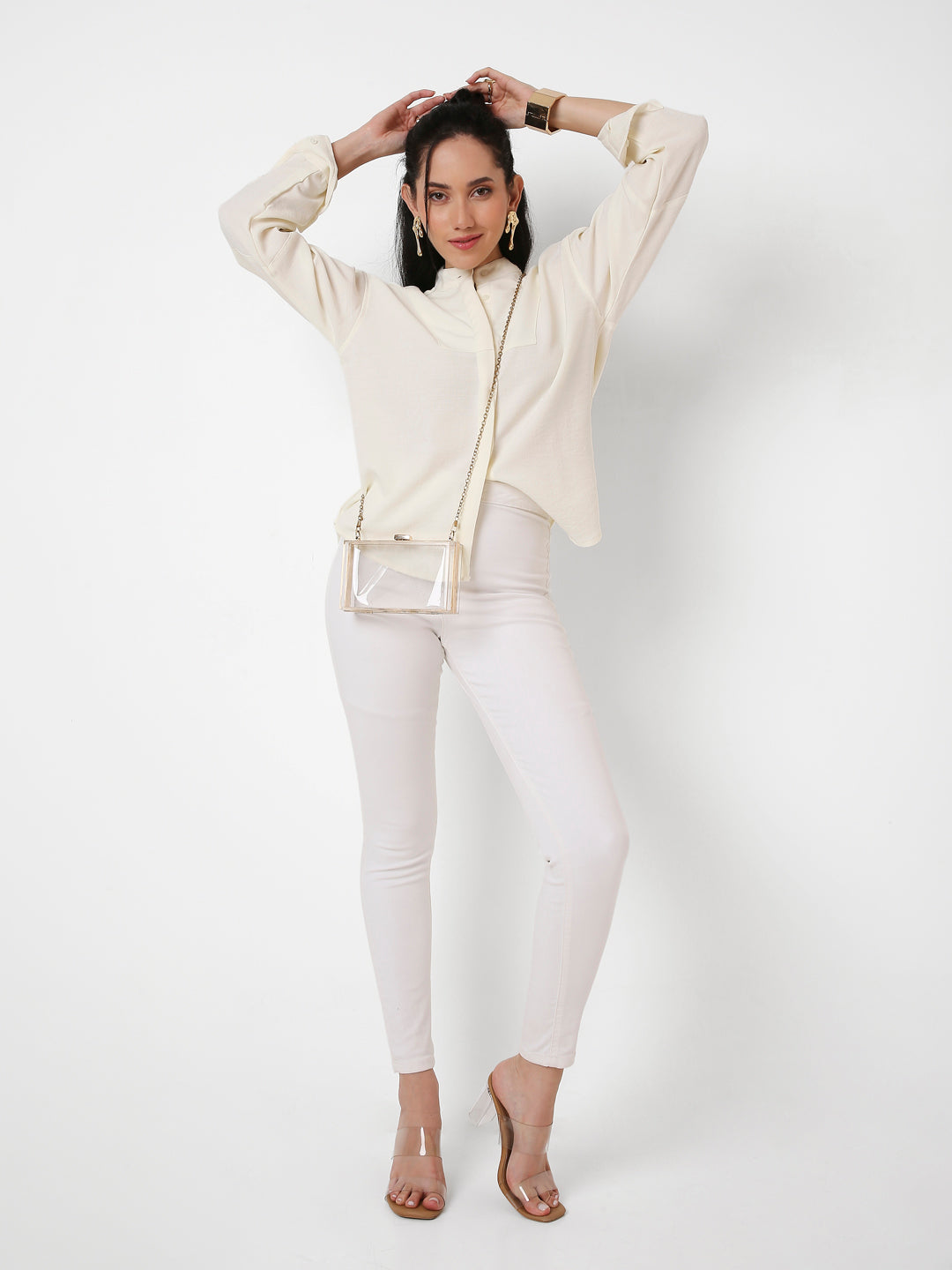 LEMON YELLOW MANDARIN COLLAR SHIRT