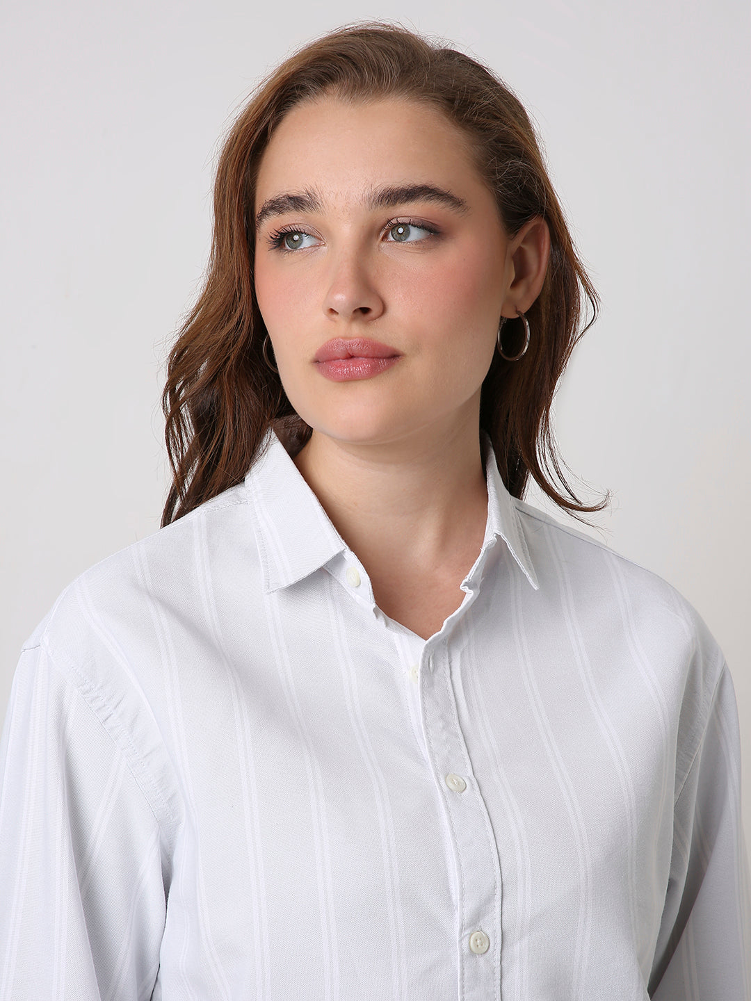 Grey Oxford Striped Oversized Shirt