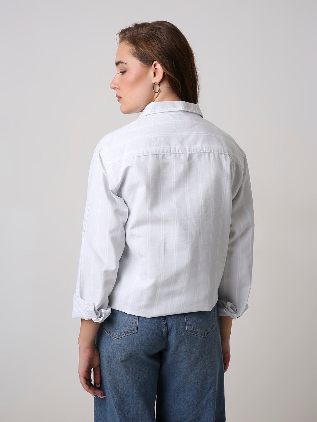 Grey Oxford Striped Oversized Shirt