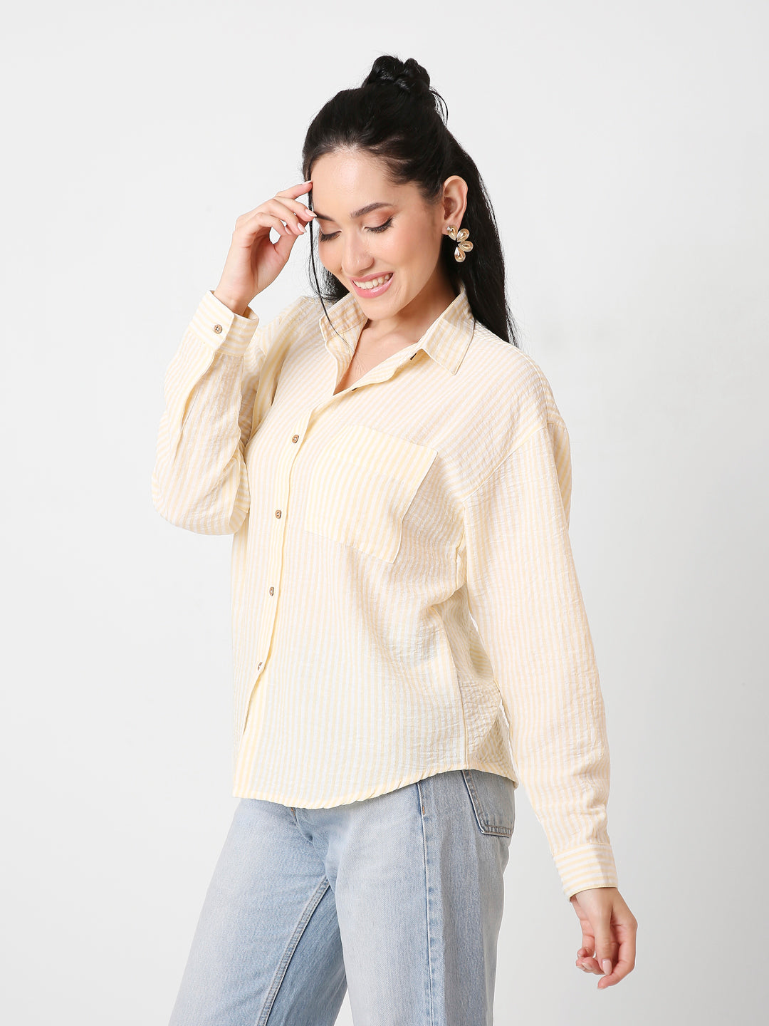 STRIPED CASUAL LINEN BLEND SHIRT
