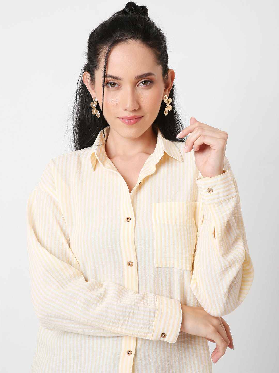 YELLOW STRIPED CASUAL SHIRT