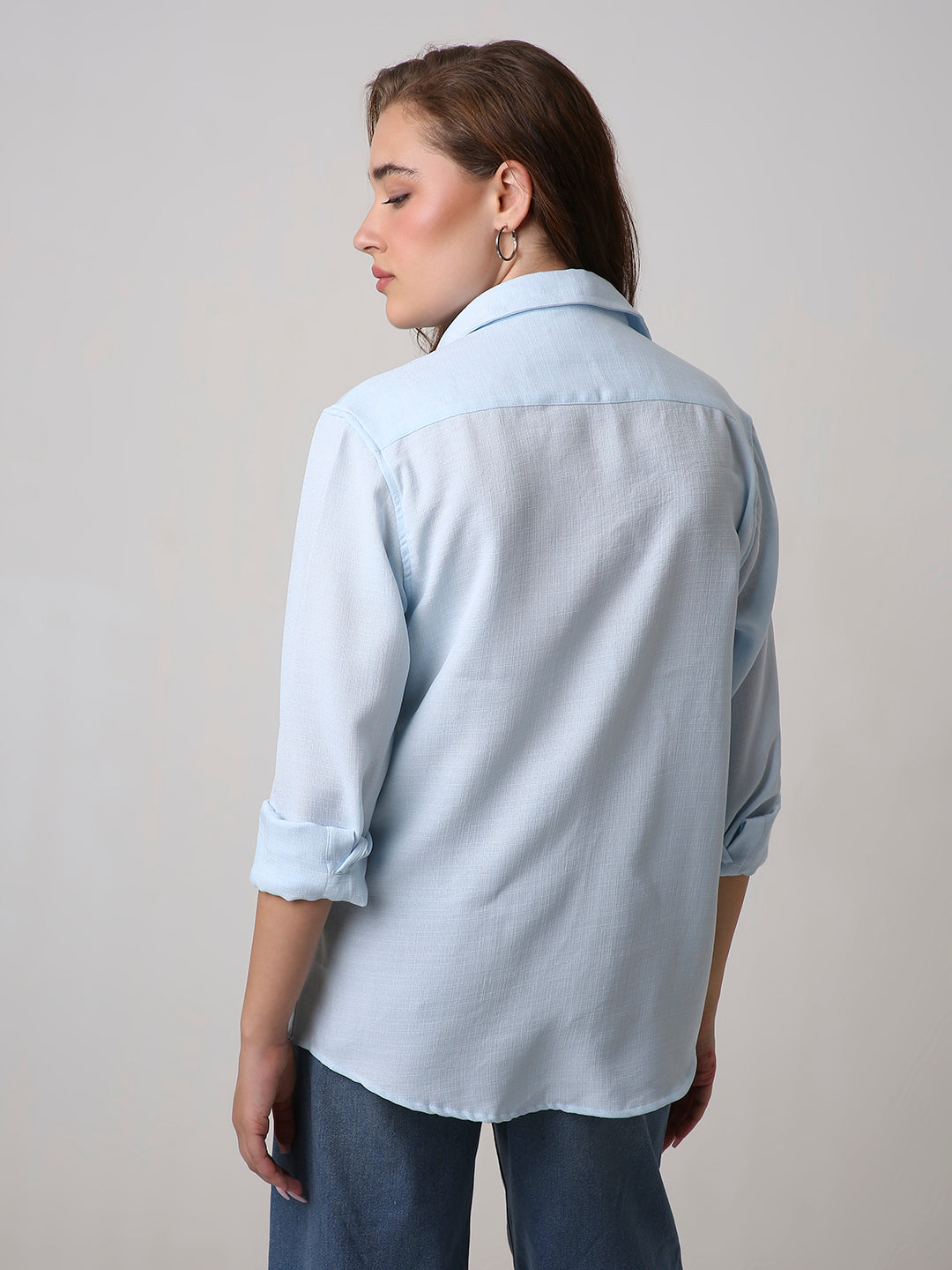 Light Blue Textured Casual Shirt