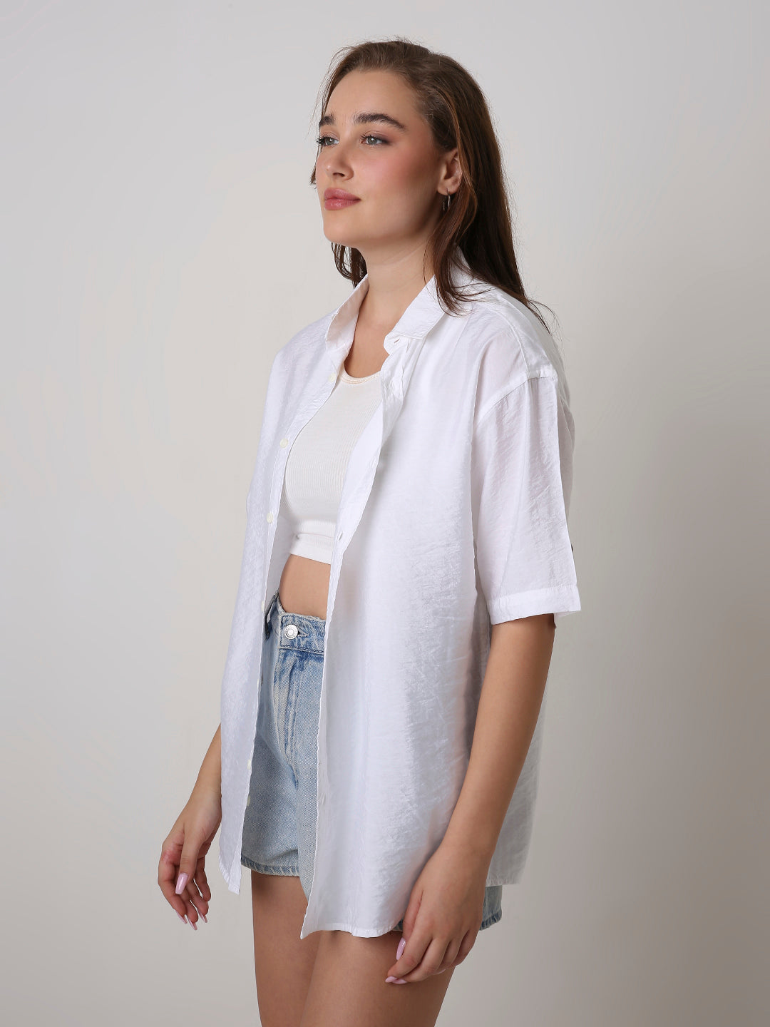 Oversized White Viscose Shirt