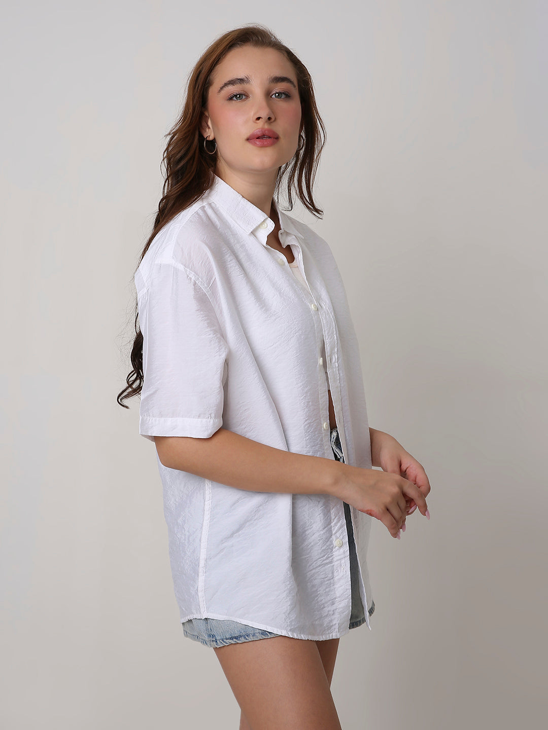 Oversized White Viscose Shirt