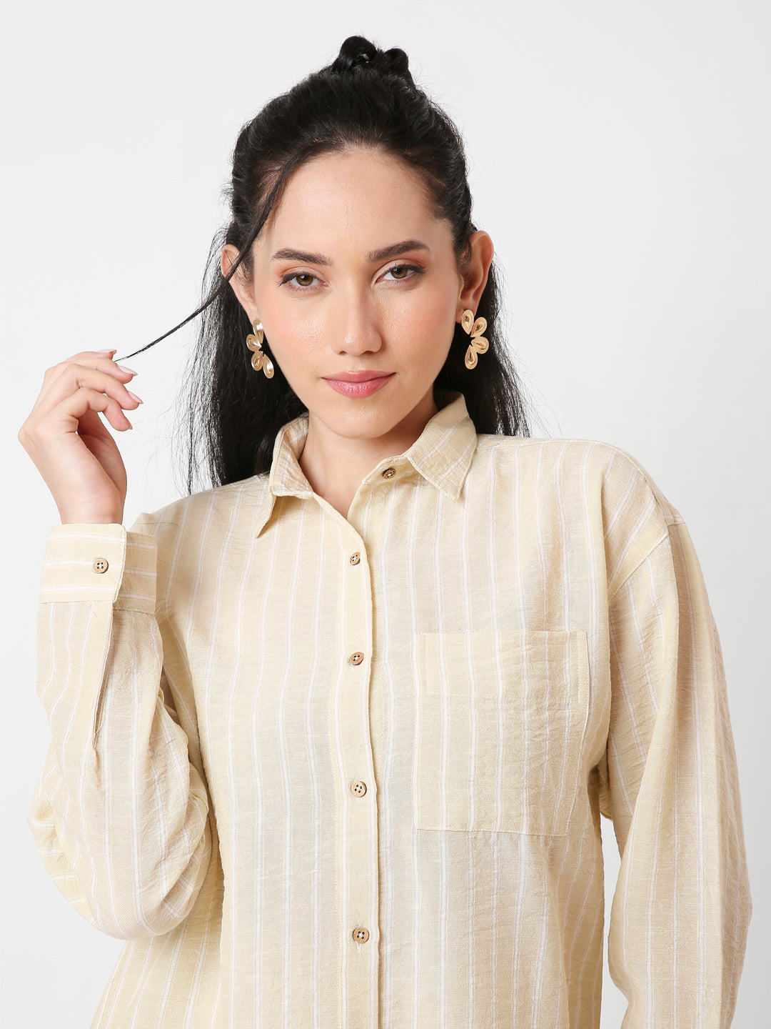YELLOW STRIPED CASUAL SHIRT