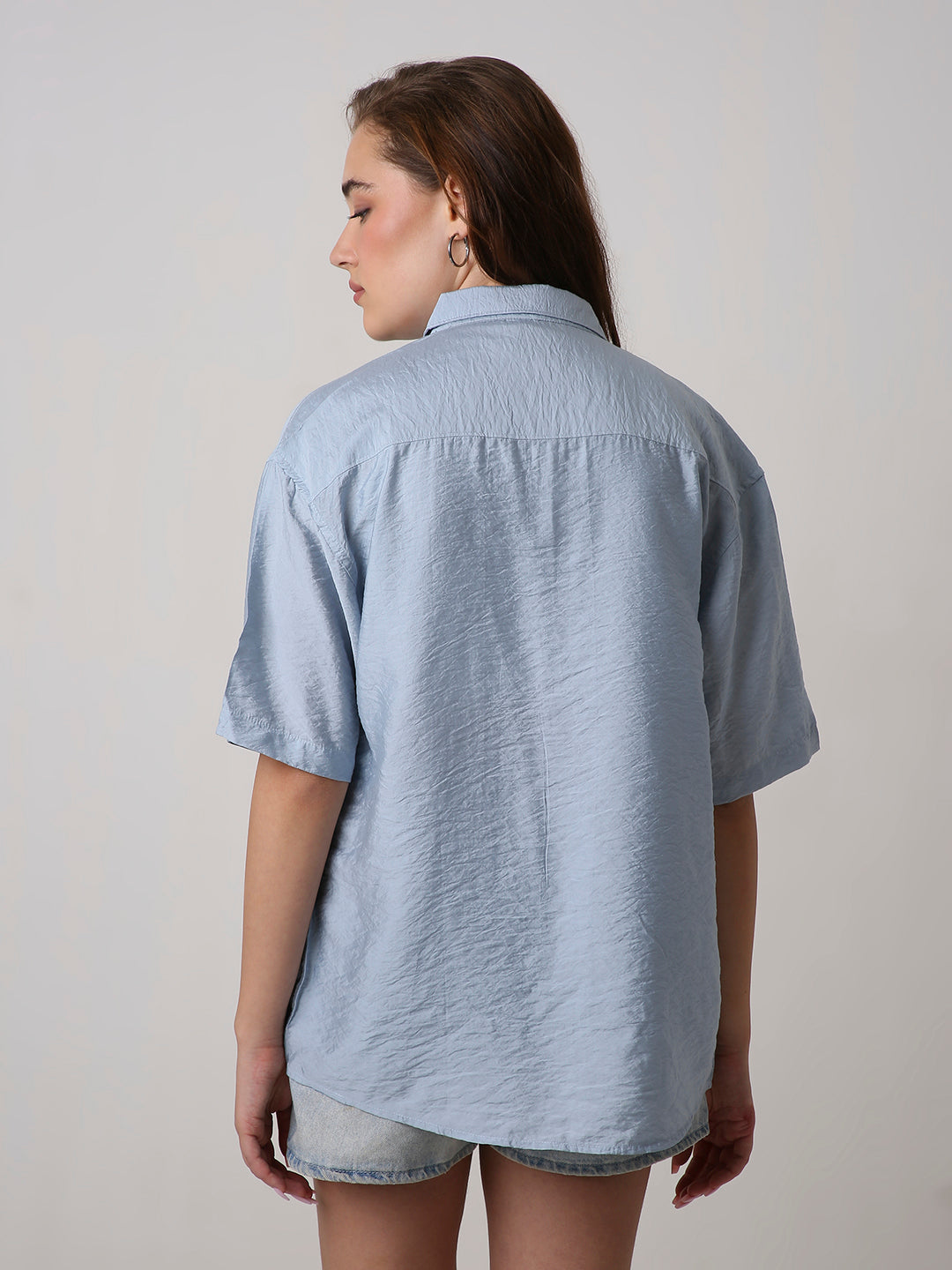 Oversized Blue Viscose Shirt