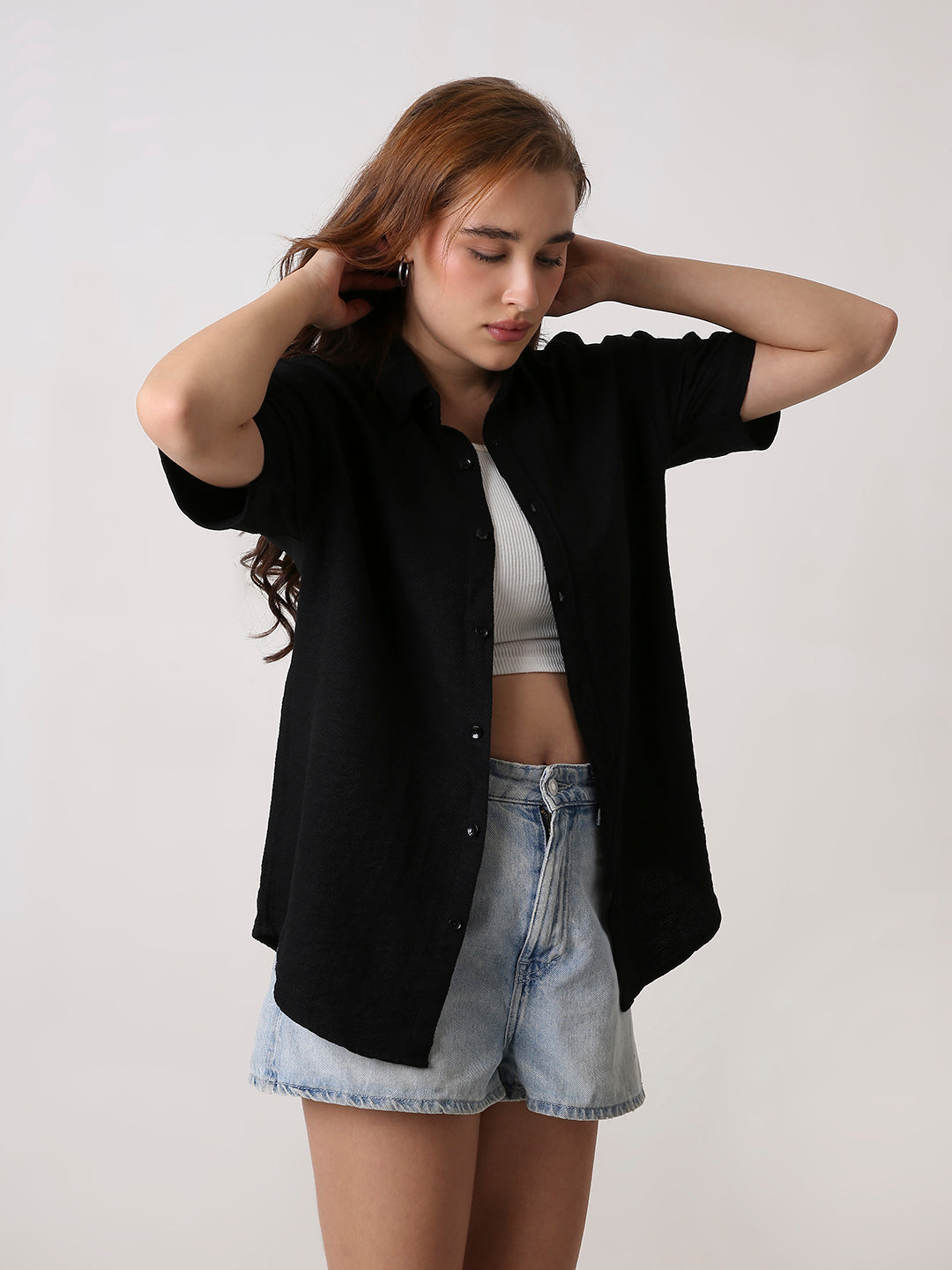 Black Viscose Oversized Shirt