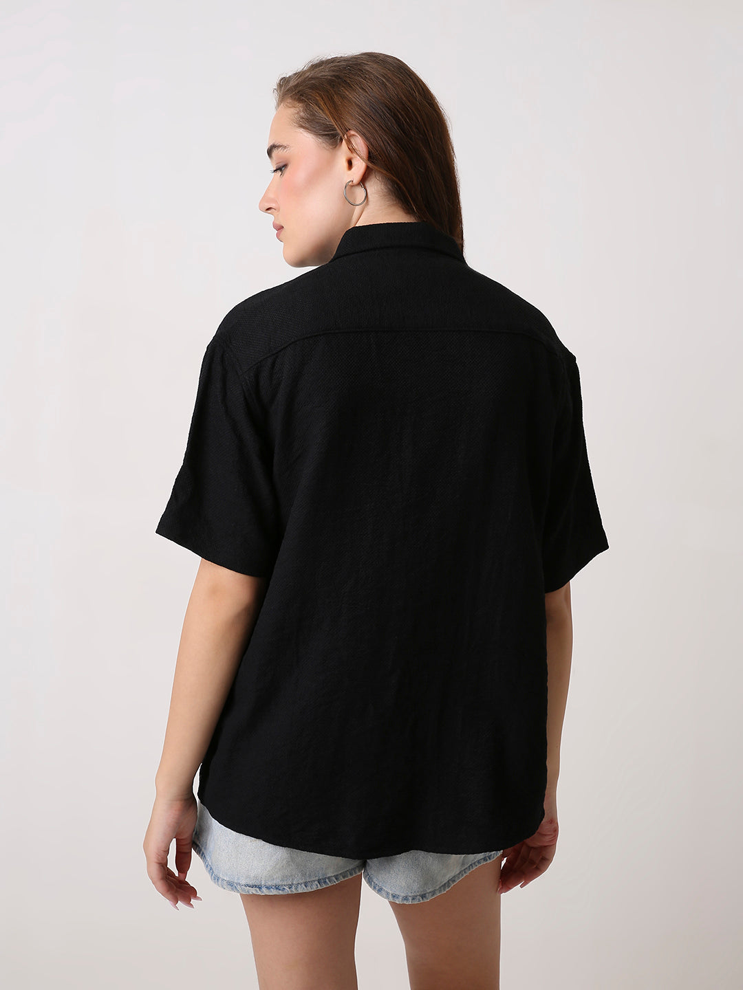 Black Viscose Oversized Shirt