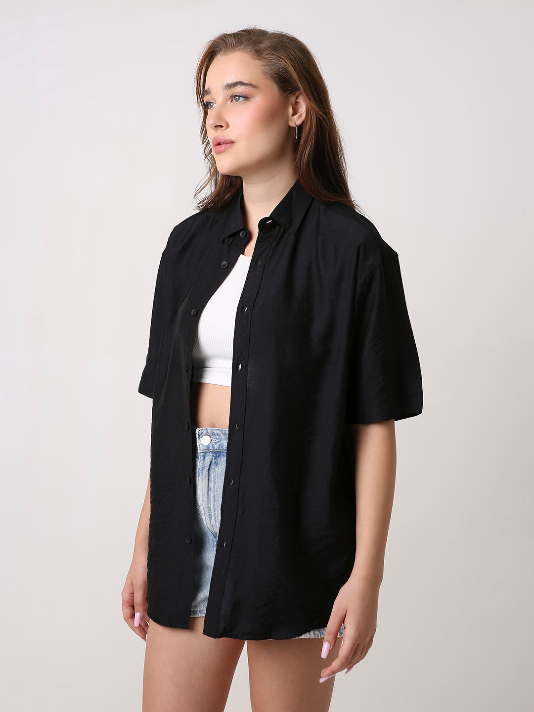 Oversized Black Viscose Shirt