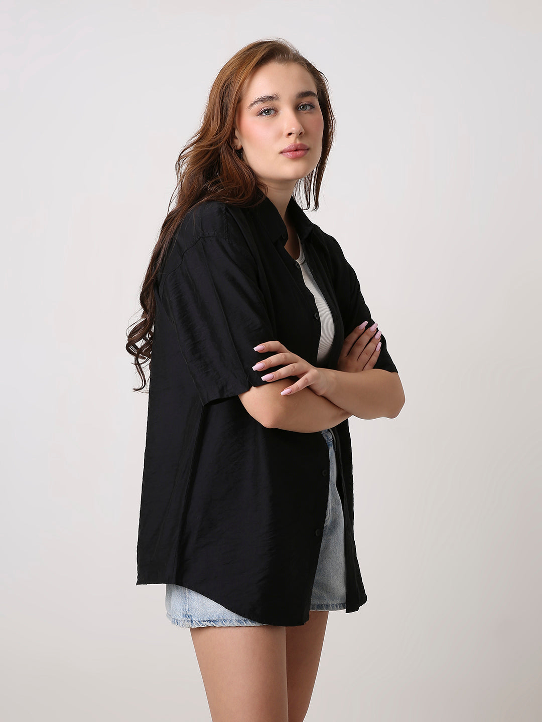 Oversized Black Viscose Shirt