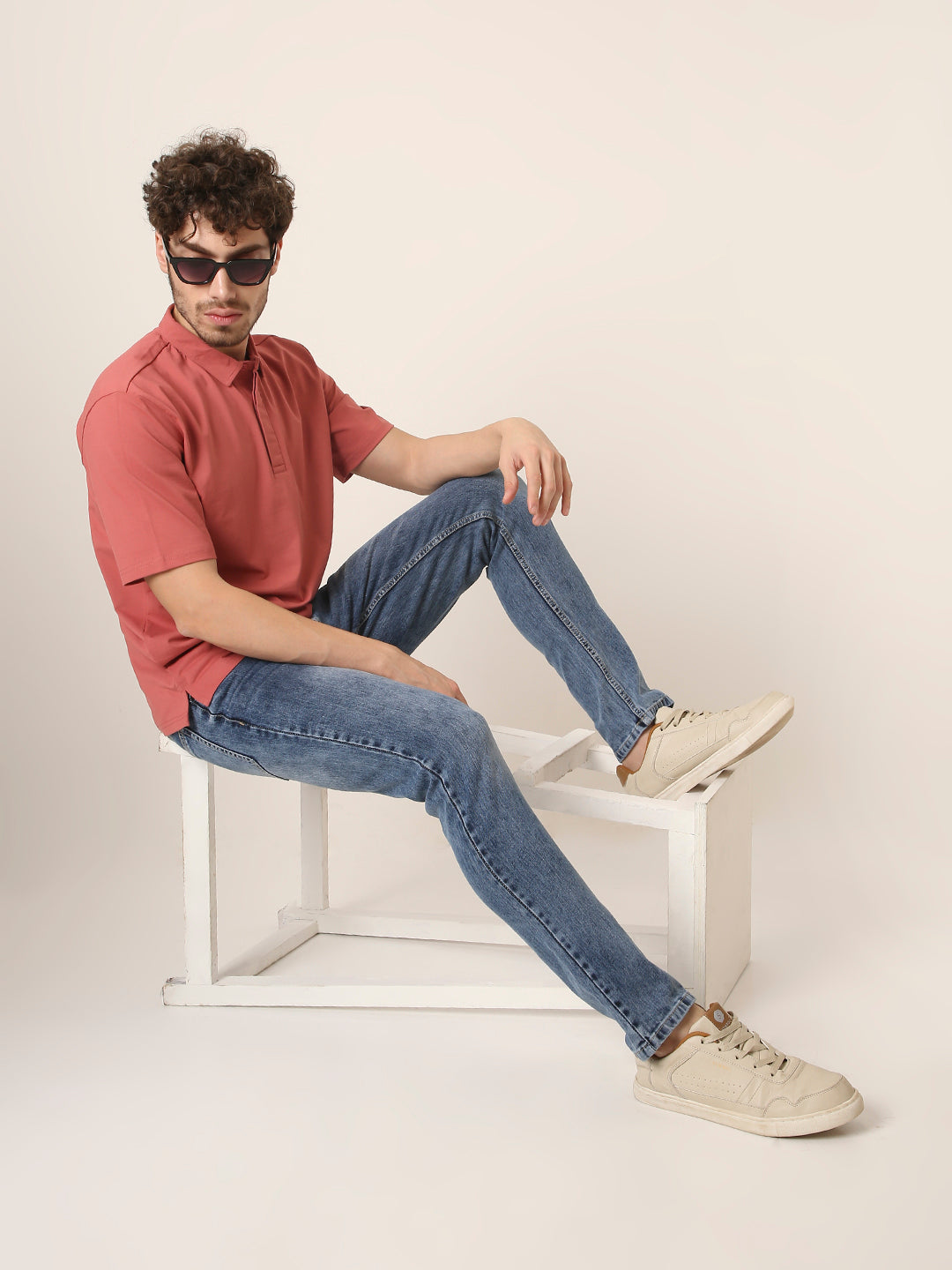 MULBERRY RED Solid Polo T-Shirt