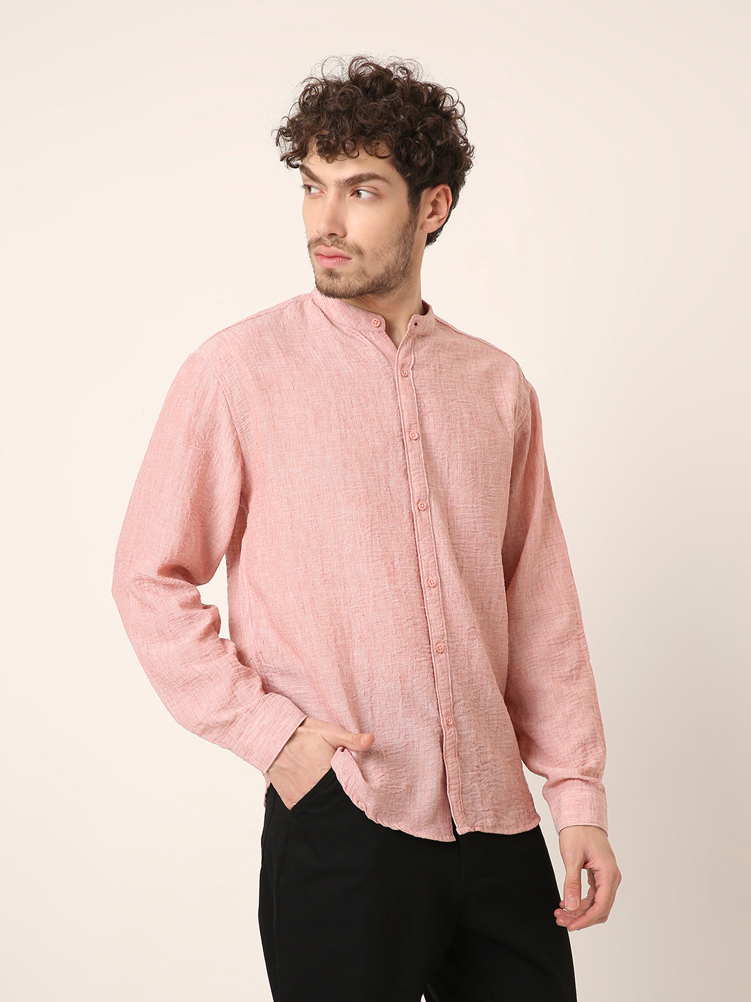 PEACH PREMIUM Mandarin Collar Shirt