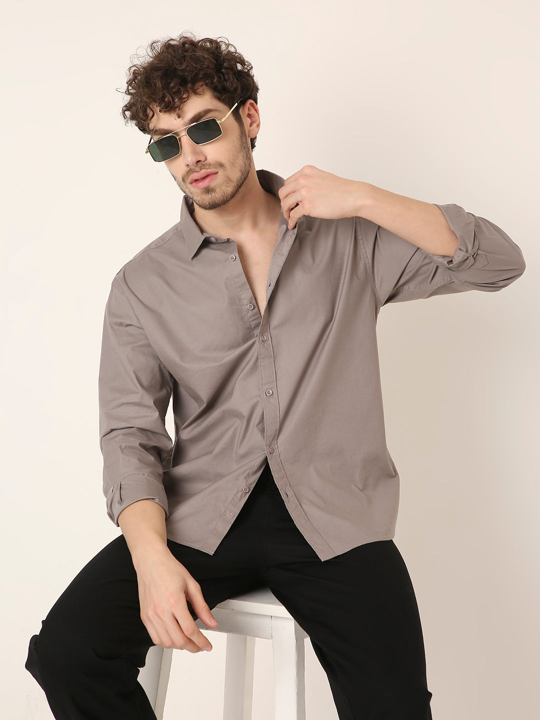 GRAY PREMIUM COTTON SHIRT