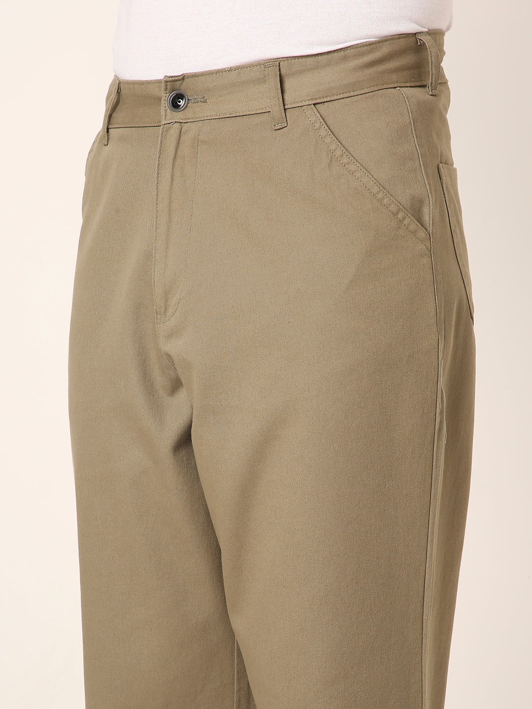 OLIVE Classic Straight Fit Cotton Trousers