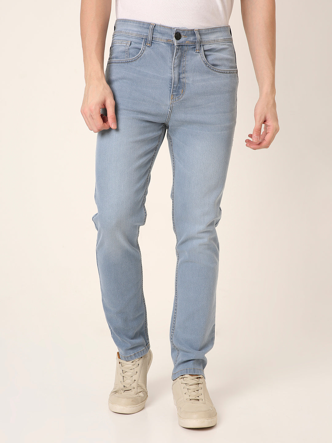 Light Blue Slim STRAIGHT Fit Stretch Denim Jeans