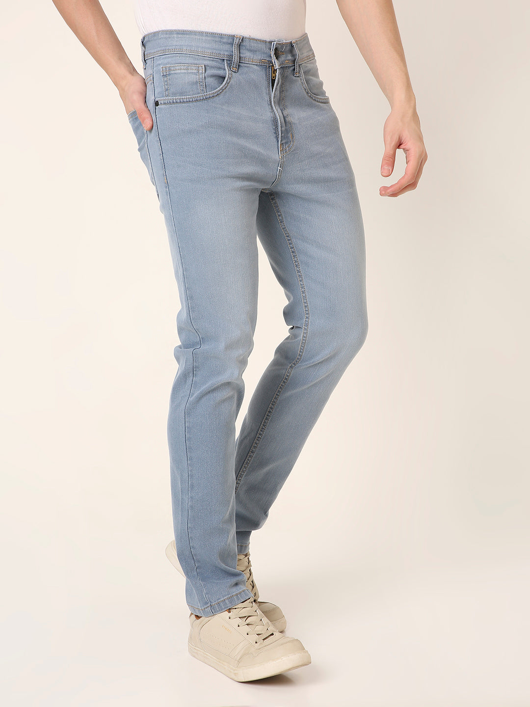 Light Blue Slim STRAIGHT Fit Stretch Denim Jeans